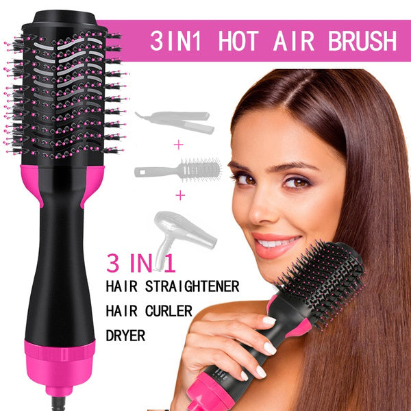 3-in-1 Hot Air Brush Hair Dryer & Styler – Straightening & Volumizing