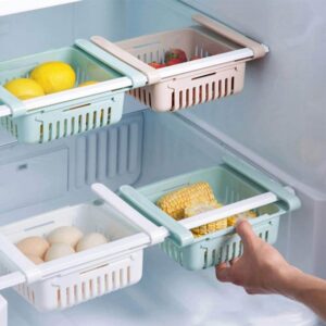 Adjustable Fridge Storage Basket – Stretchable Plastic Food Organizer Drawer (1 Pc, Random Color)