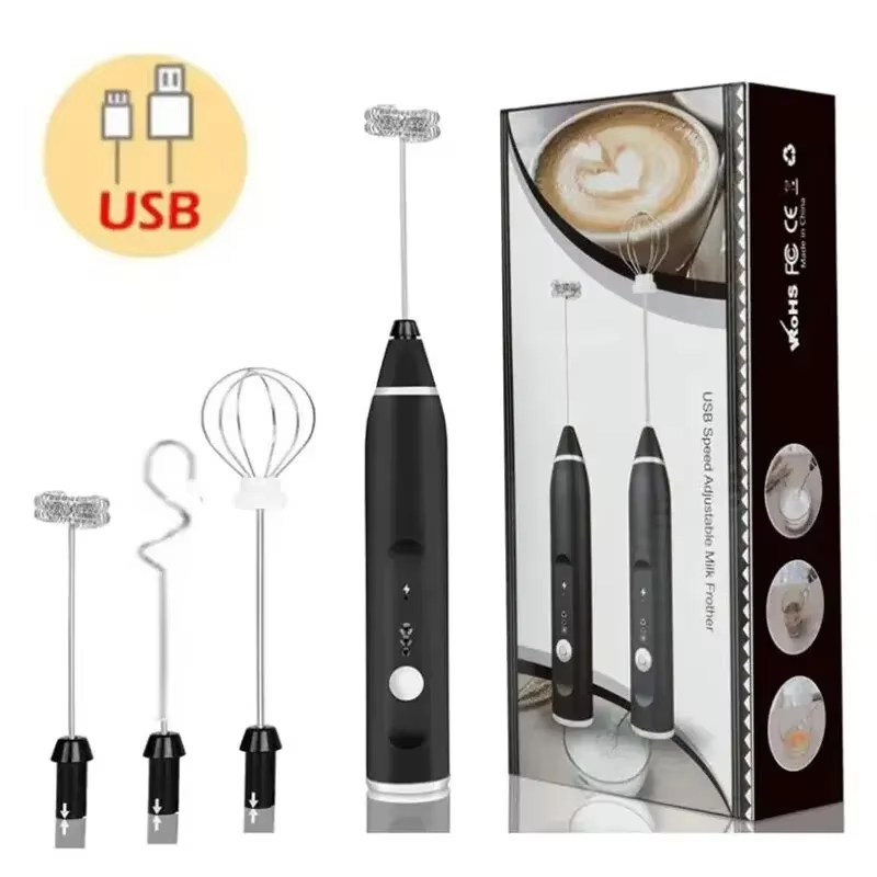 Rechargeable Coffee Beater – USB Milk Frother & Stainless Steel Whisk