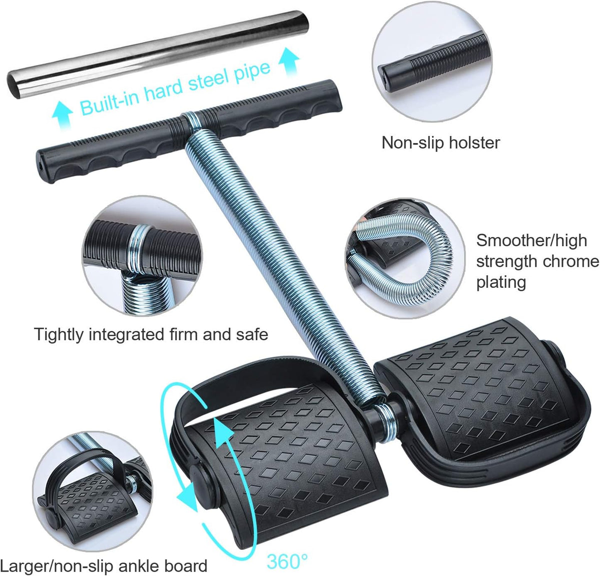 Double Spring Tummy Trimmer – Foot Pedal Resistance Band & Elastic Pull Rope for Home Gym Workout