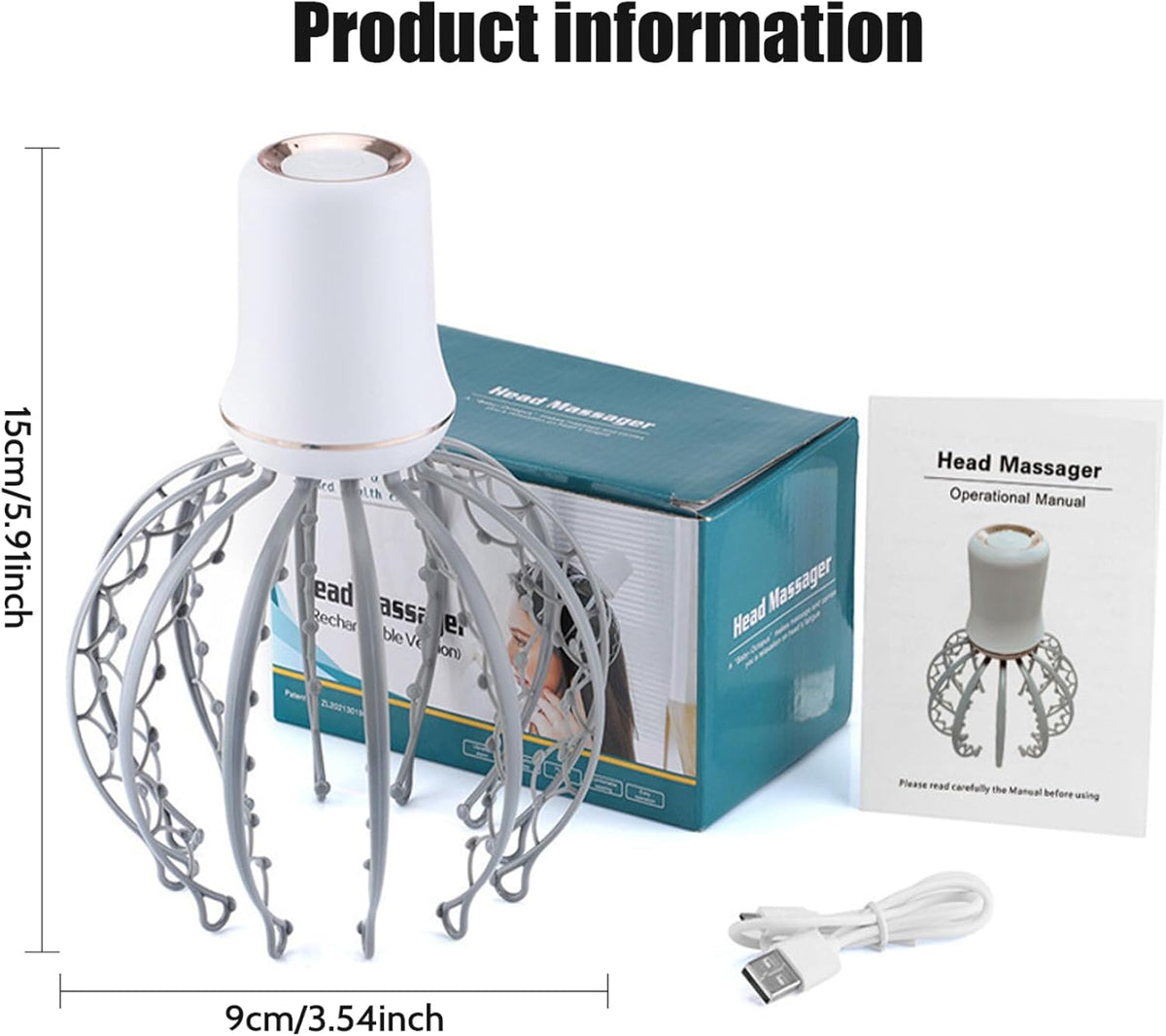Electric Scalp Massager – 12-Claw Rechargeable Head Massage Tool with 3 Modes
