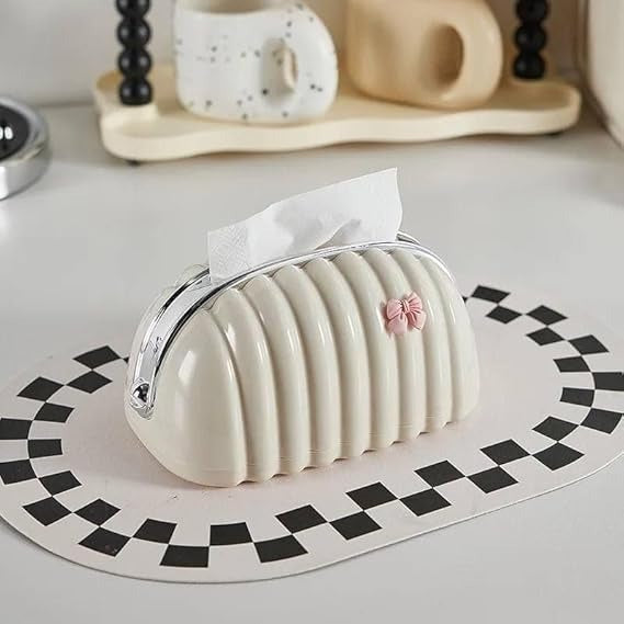 Decorative Shell Tissue Box Holder – Elegant Modern Napkin Organizer for Home & Office