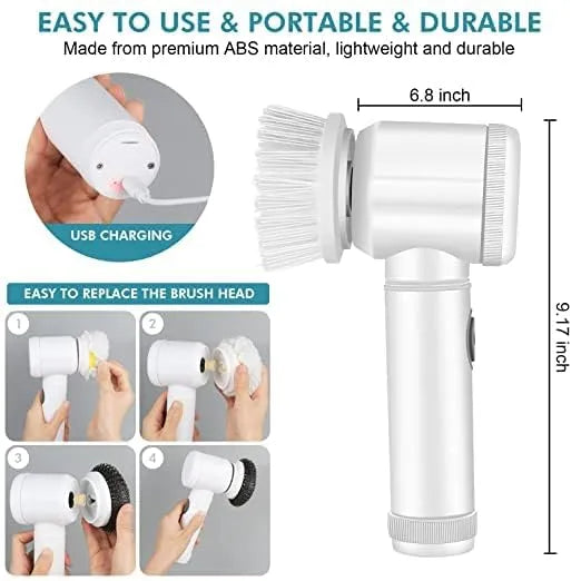 5-in-1 Handheld Electric Cleaning Brush – Multi-Purpose Household Surface Scrubber