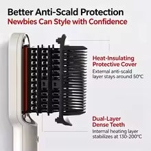 Professional Hair Straightener Brush – Ceramic Anti-Scald Comb with 5 Heat Settings