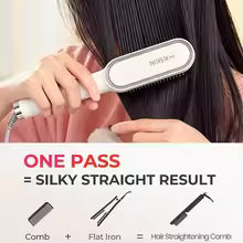 Professional Hair Straightener Brush – Ceramic Anti-Scald Comb with 5 Heat Settings