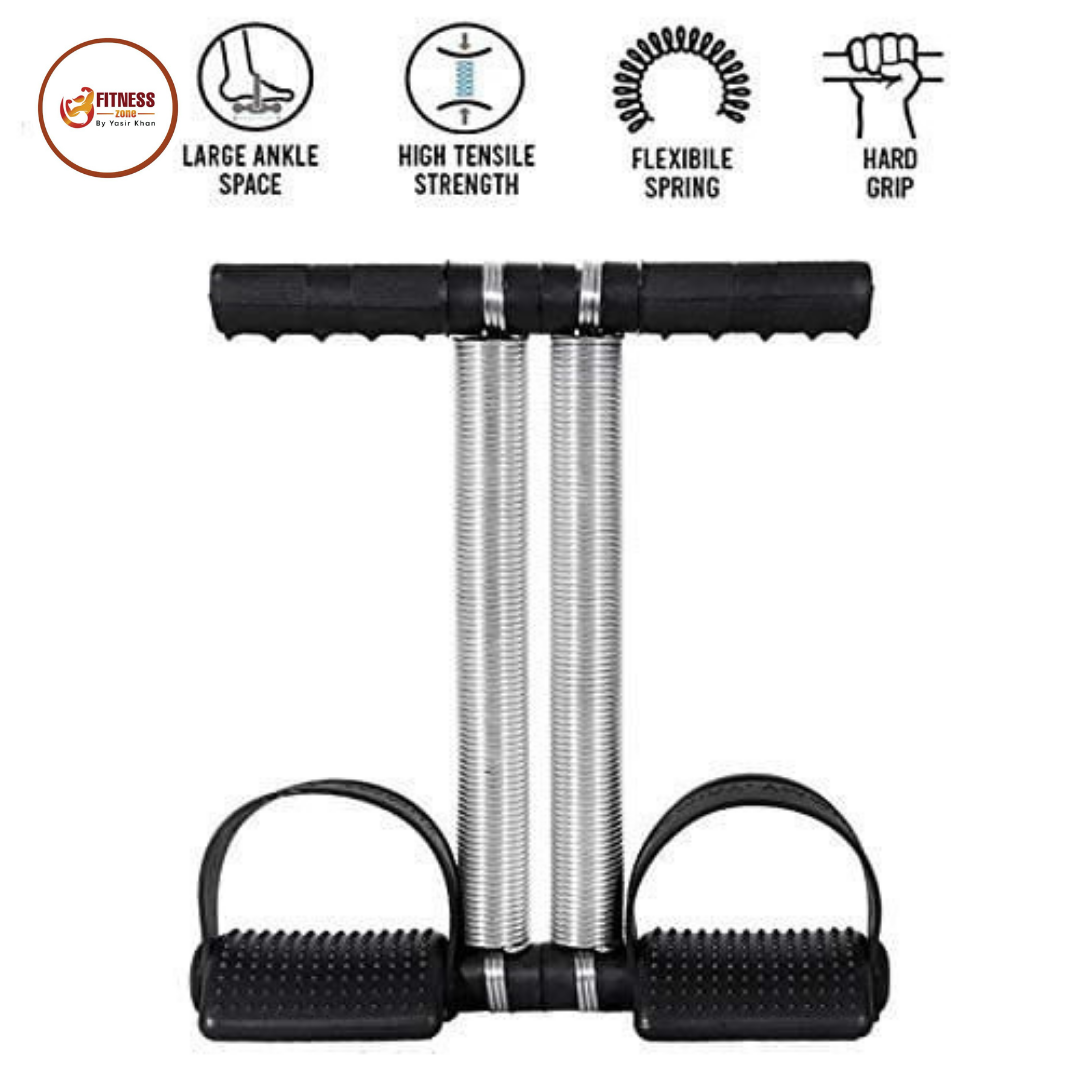 Double Spring Tummy Trimmer – Foot Pedal Resistance Band & Elastic Pull Rope for Home Gym Workout