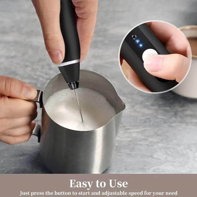 Rechargeable Coffee Beater – USB Milk Frother & Stainless Steel Whisk