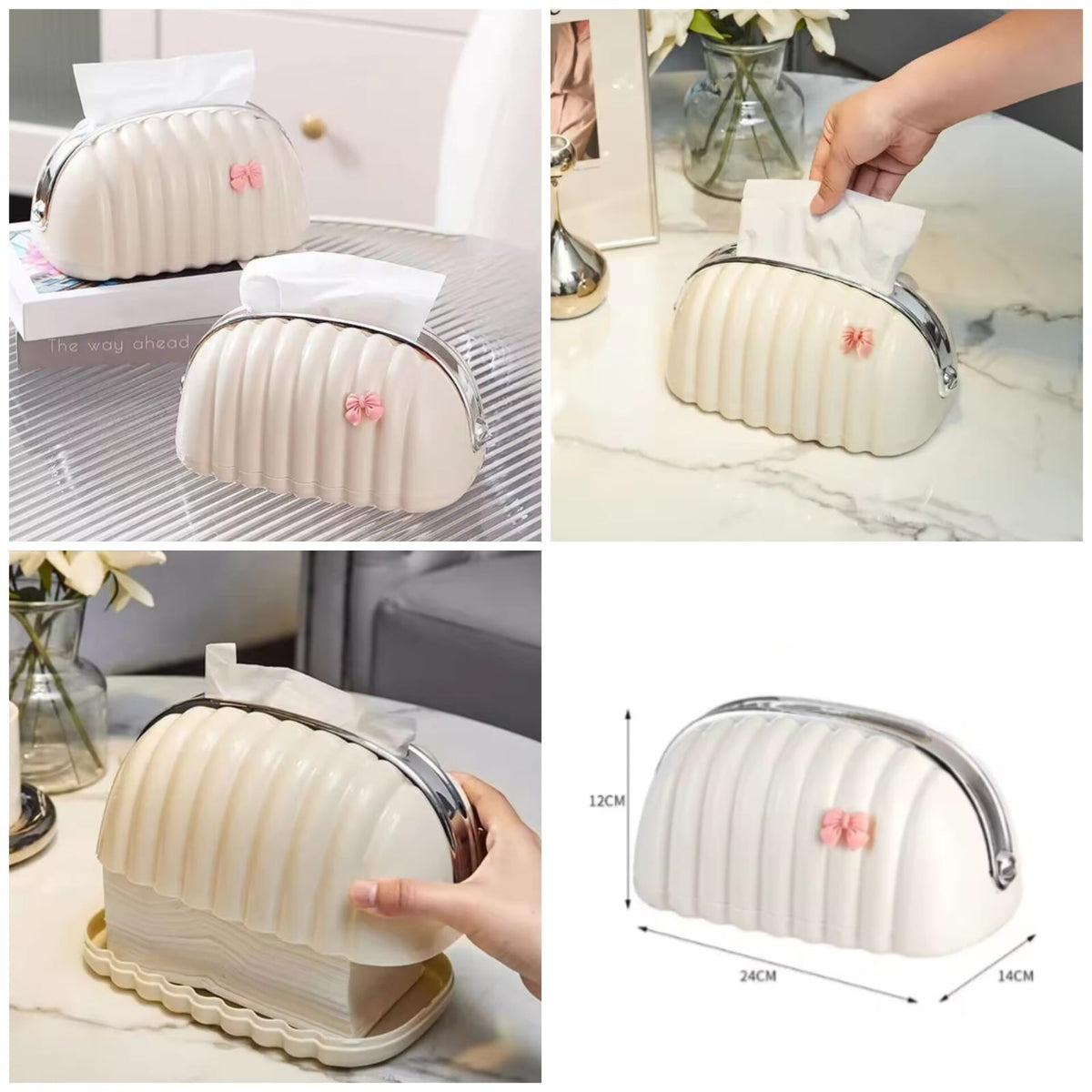 Decorative Shell Tissue Box Holder – Elegant Modern Napkin Organizer for Home & Office