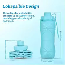 600ml Silicone Folding Bottle – Collapsible Travel & Gym Water Bottle