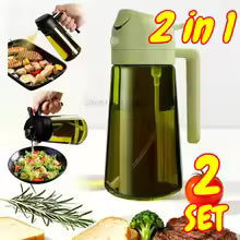 2-in-1 Glass Oil Sprayer & Dispenser – 500ml Spray & Pour Bottle
