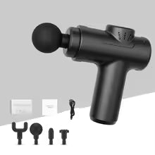 Portable Rechargeable Massage Gun – Deep Tissue Muscle Massager with 4 Heads
