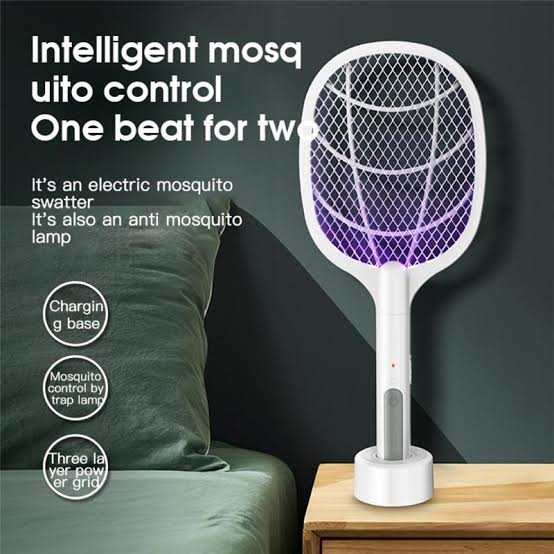 Rechargeable Electric Mosquito Killer Racket 2-in-1 – USB Bug Zapper with LED Flashlight (Random Color)